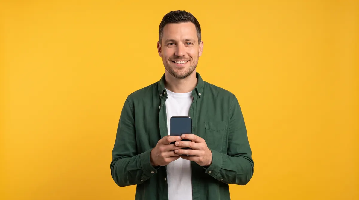 Man met telefoon in de hand